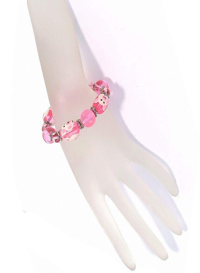 Linpeng Pig Bracelet, Pink Farm Animal Glass Beaded Stretch Jewelry, Birthday Christmas Gift for Her, 1 pc - Image 5